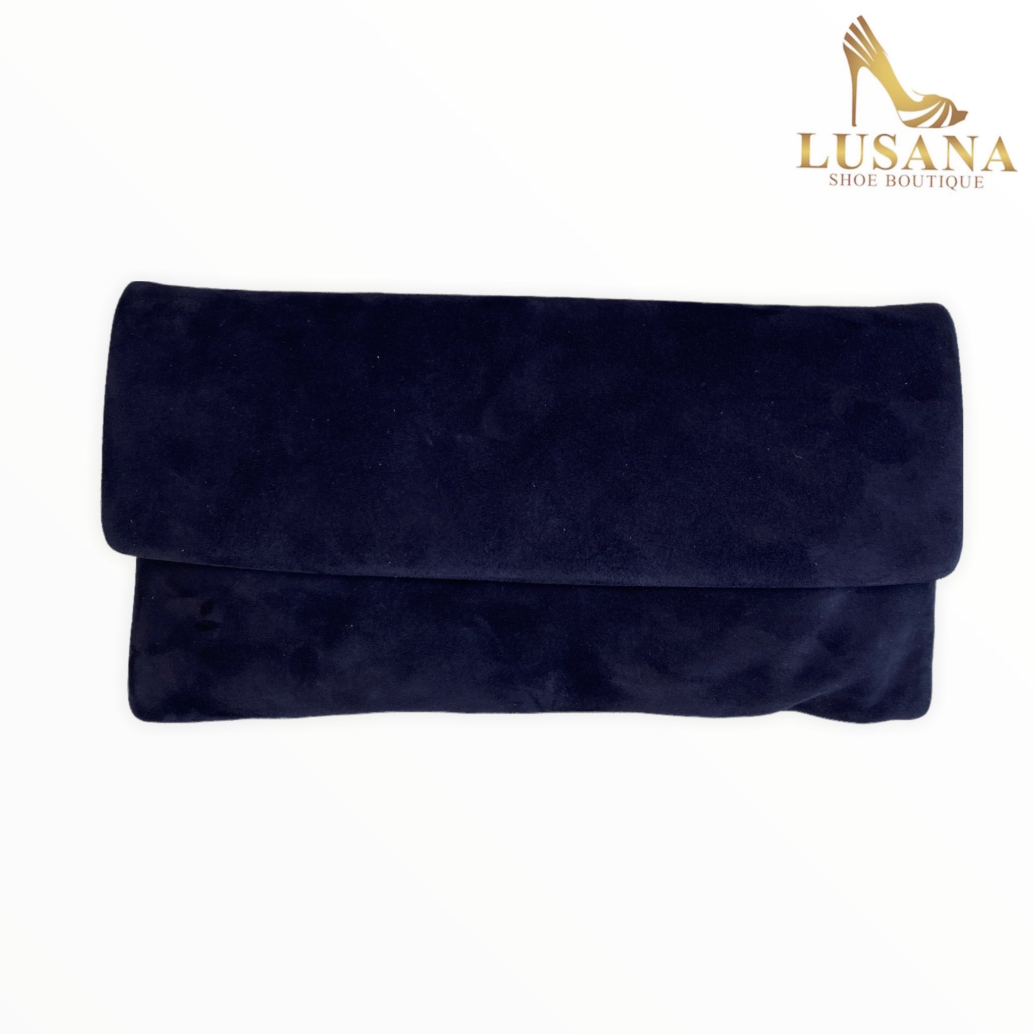 Navy blue suede discount clutch bag handbags