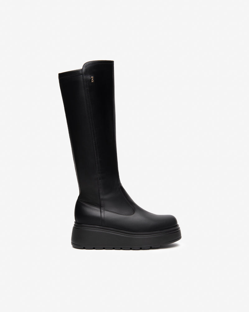 NeroGiardini Black Knee High Platform Boot