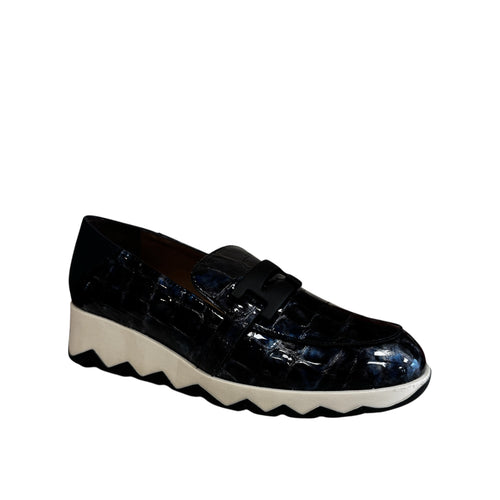Wonders C-7612 Simón 12 Navy Patent Wedge Shoe