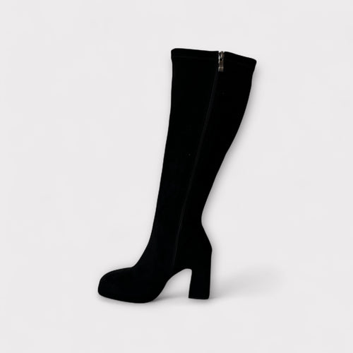 LODI Black Suede Knee High Platform Boot