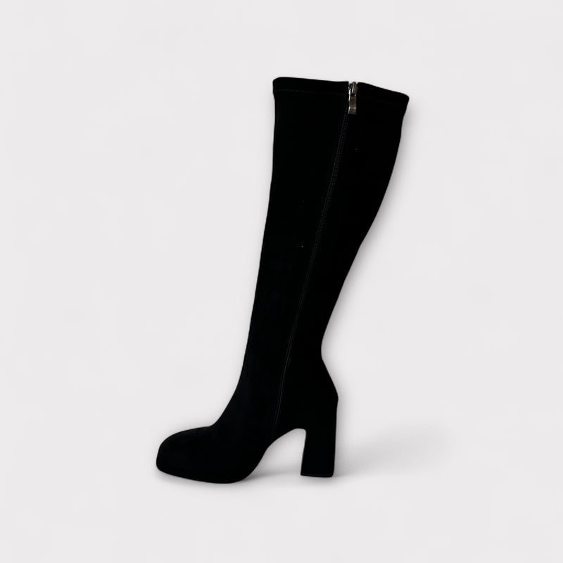 LODI Black Suede Knee High Platform Boot