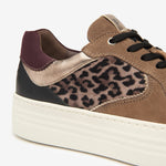 NeroGiardini Brown Suede Leopard Print Trainer