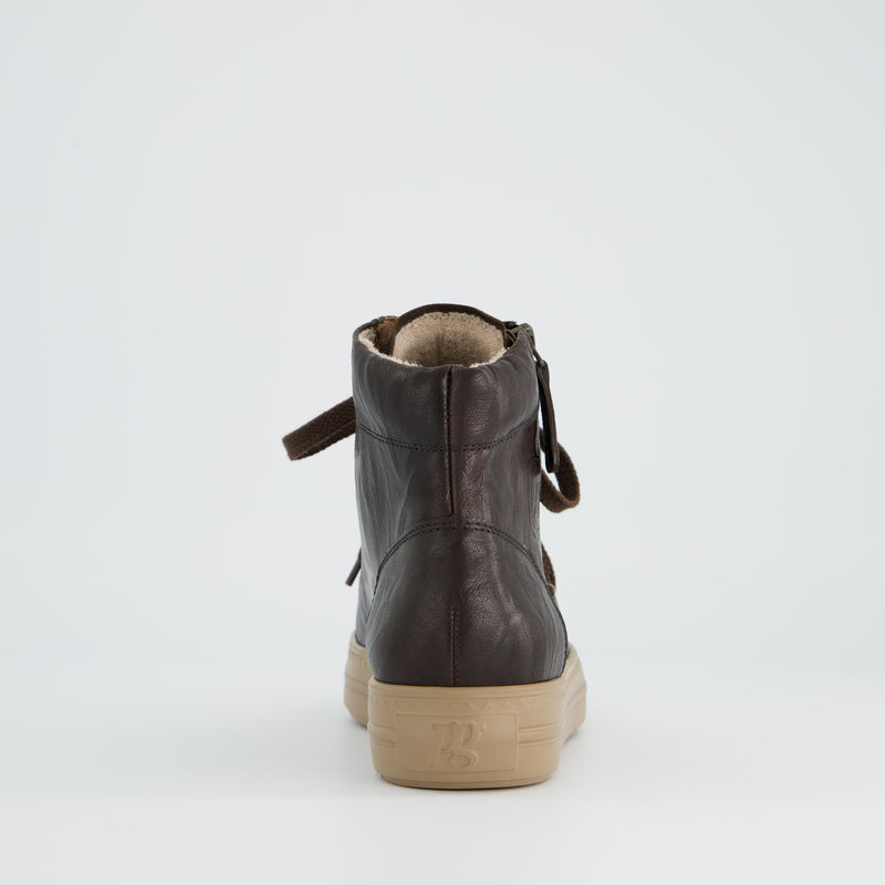 Paul Green Brown Leather Hi-Top Trainer
