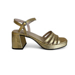 Wonders Gold Block Heel Sandal