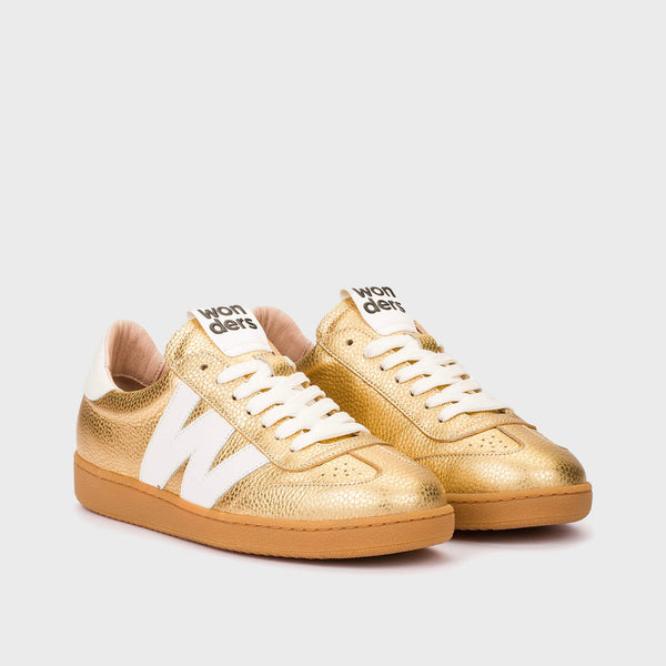 Wonders AP-2001 Gold Leather Trainer