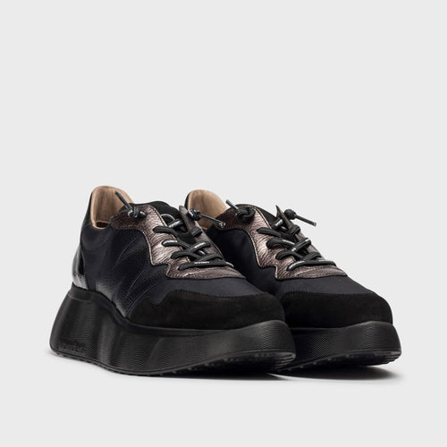 Wonders A-3631 Roma 31 Black Chunky Trainer