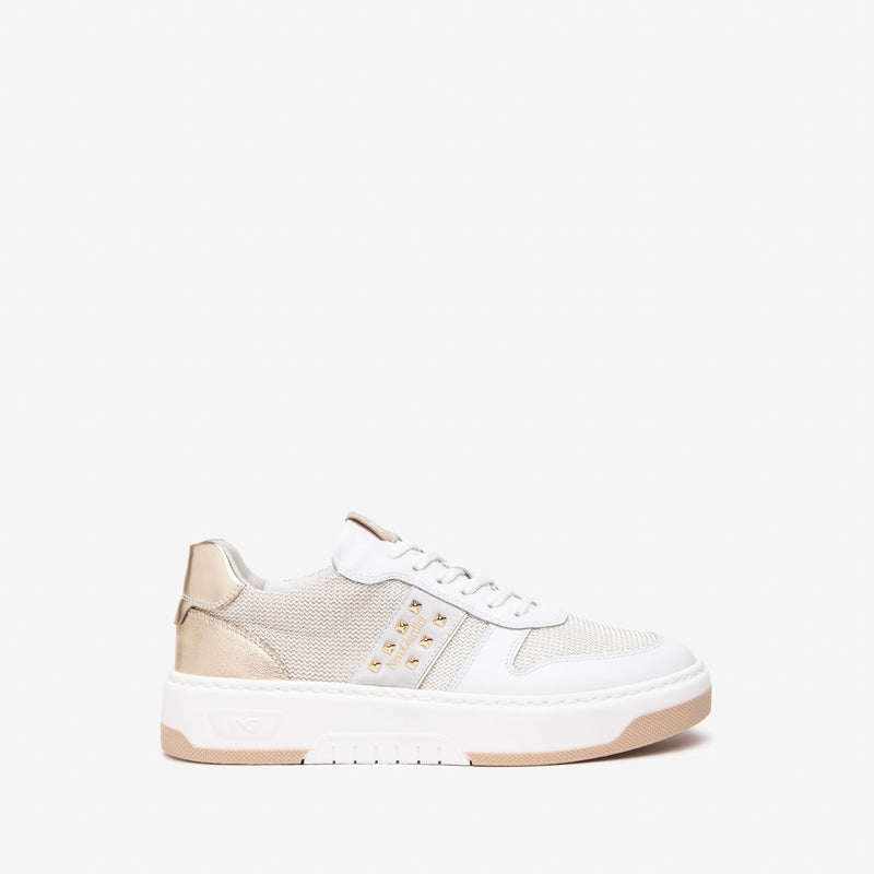 NeroGiardini White & Gold Leather Trainer