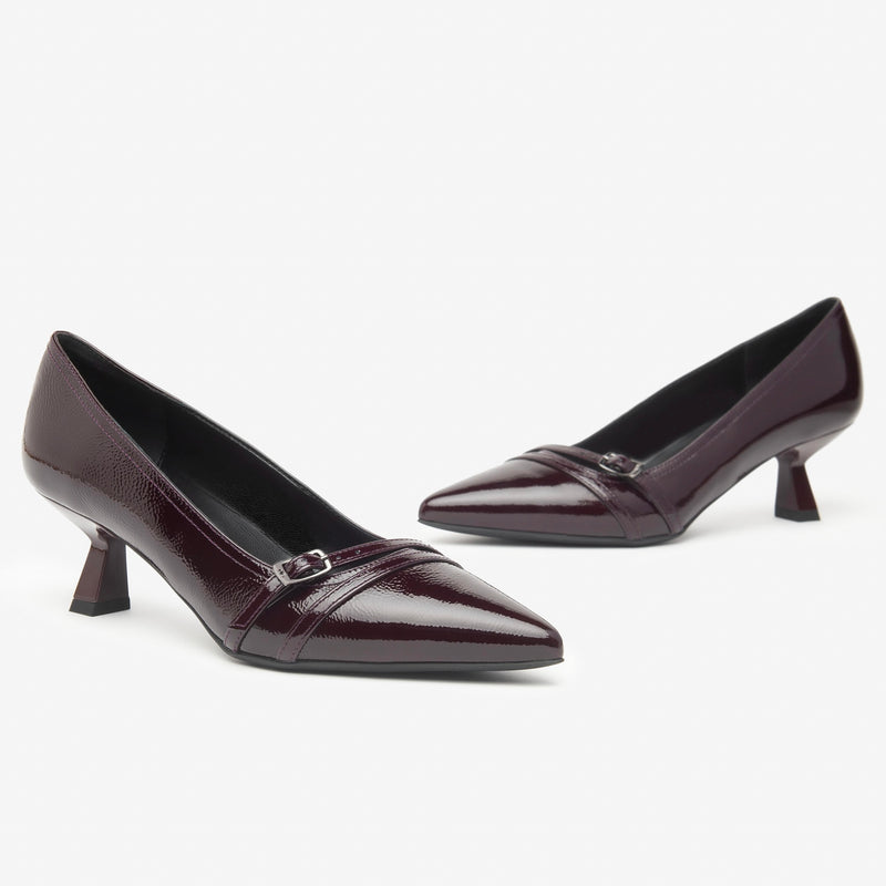 NeroGiardini Burgundy Patent Kitten Heel Shoe