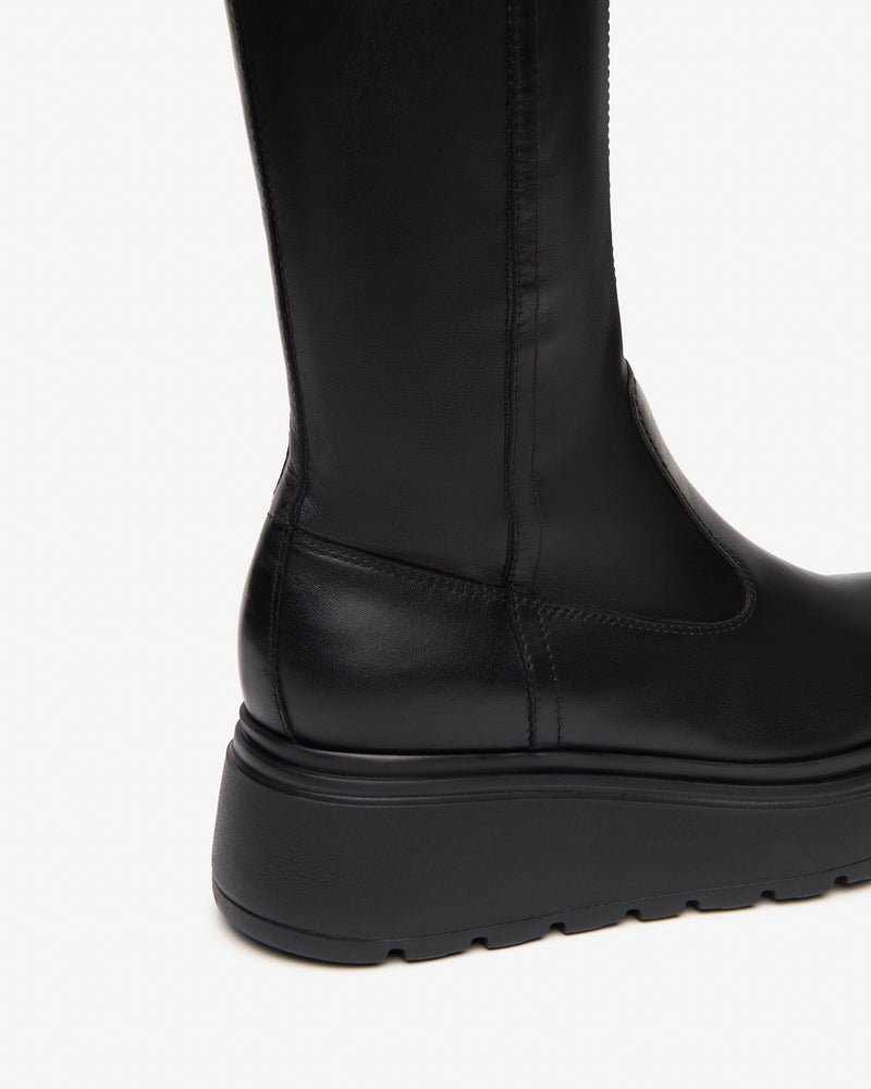 NeroGiardini Black Knee High Platform Boot
