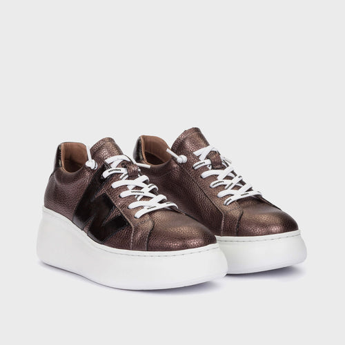 Wonders Ellen Pewter & Black Chunky Trainer