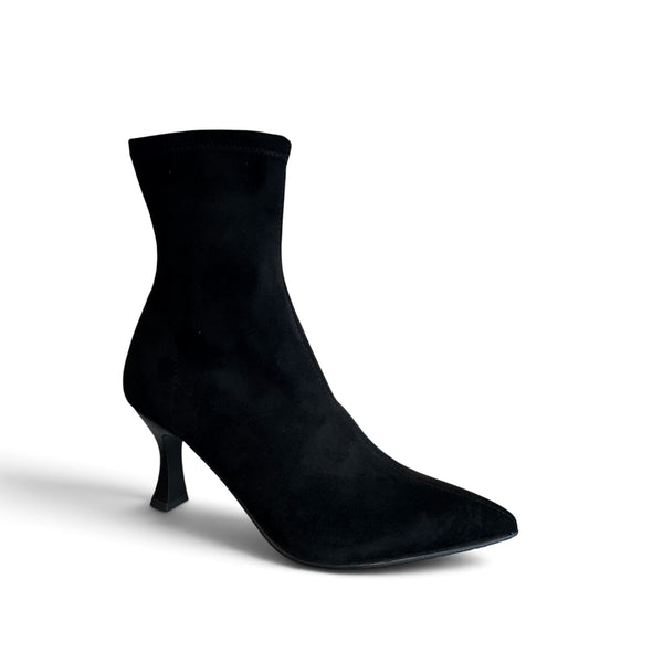 Miss Elastic Black Suede Sock Boot - 78042