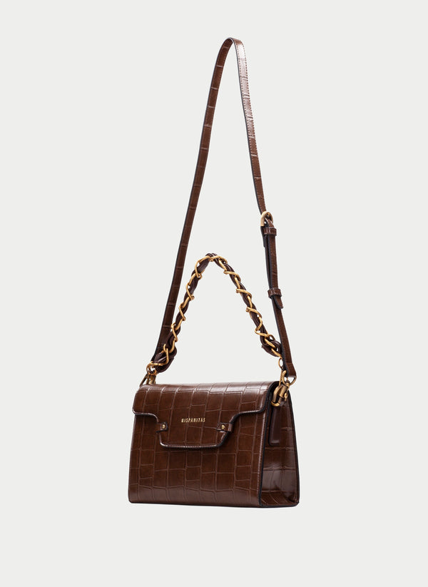 Hispanitas Brown Croc Shoulder Bag