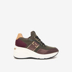 NeroGiardini Green & Burgundy High Wedge Trainer