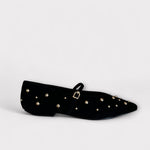 Pedro Anton Barcelona Black Suede Pump with gold studs