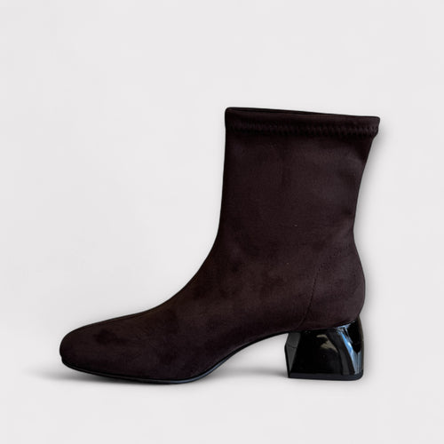 Miss Elastic Brown Stretch Ankle Boot