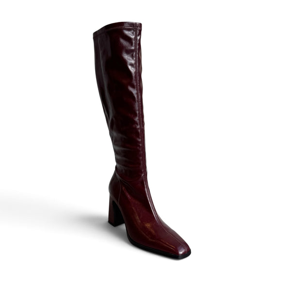 Pedro Anton Glasgow Wine Knee High Stretch Boot
