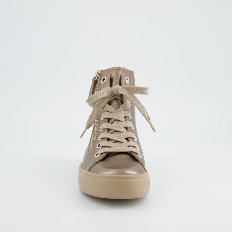 Paul Green Bronze Leather Hi-Top Trainer