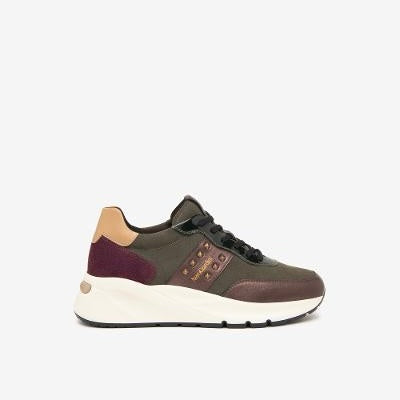 NeroGiardini Green & Burgundy Wedge Trainer