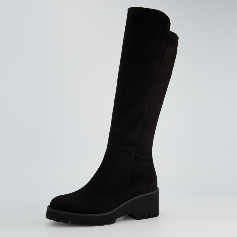 Paul Green Black Suede Knee High Boot