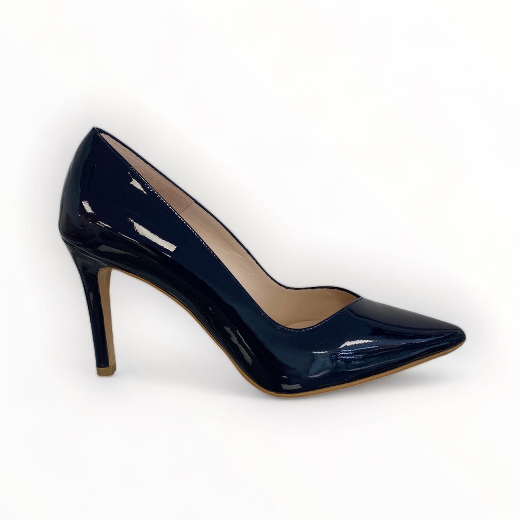 Navy blue sales patent court shoes