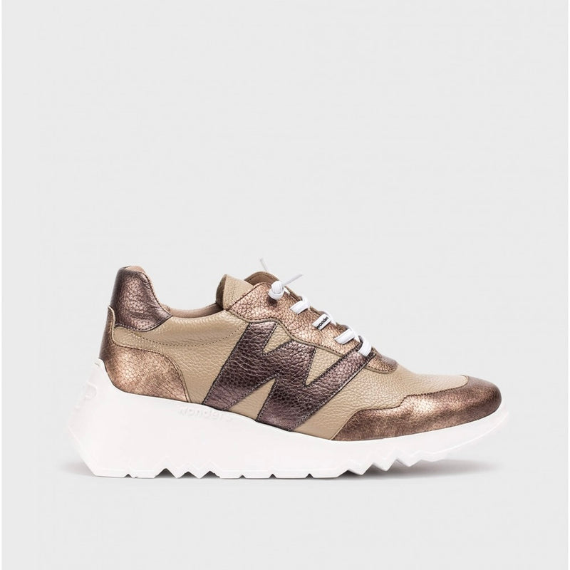 Wonders E-6760 Kyoto 60 Taupe & Gold Leather Trainer