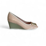 Le Babe Nude & Sage Peeptoe Wedge