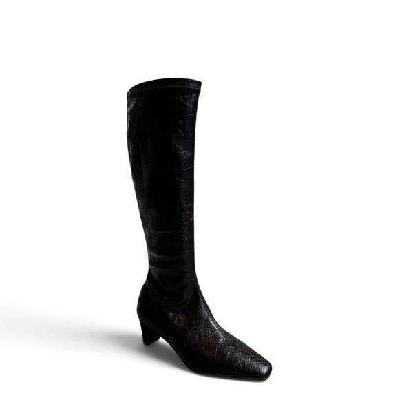 Pedro Anton Xavia Brown Croc Knee High Boot