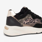 NeroGiardini Black Leopard Print Wedge Trainer