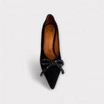 Marian Black Suede Court Shoe with Bow