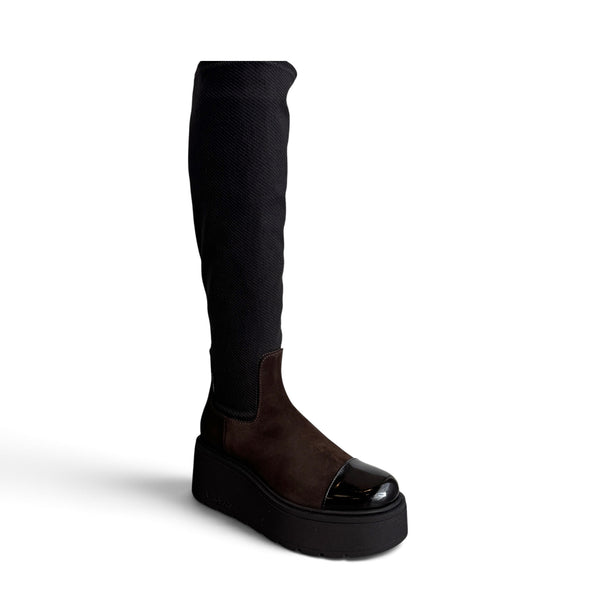 Marco Moreo Kelly Brown Suede Stretch Knee High Boot