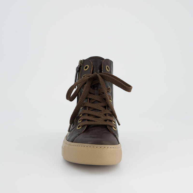 Paul Green Brown Leather Hi-Top Trainer
