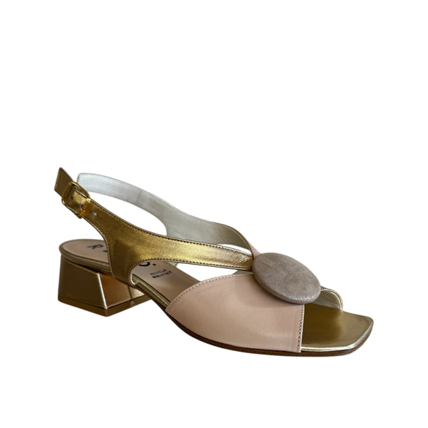 Repo Gold & Beige Block Heel Sandal