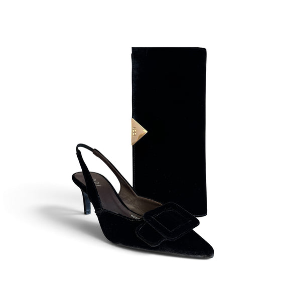 LODI Black Velvet Clutch Bag