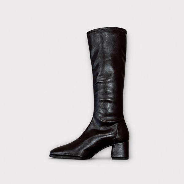 Miss Elastic Brown Knee High Boot