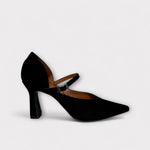 Marian Black Suede Court Shoe