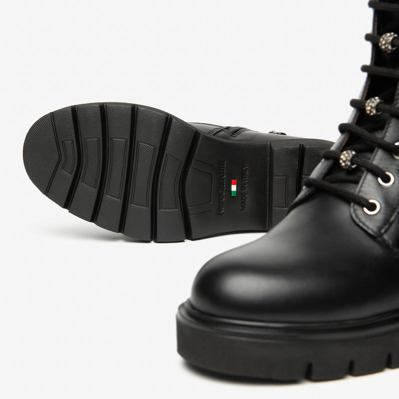 NeroGiardini Black Leather Platform Boot