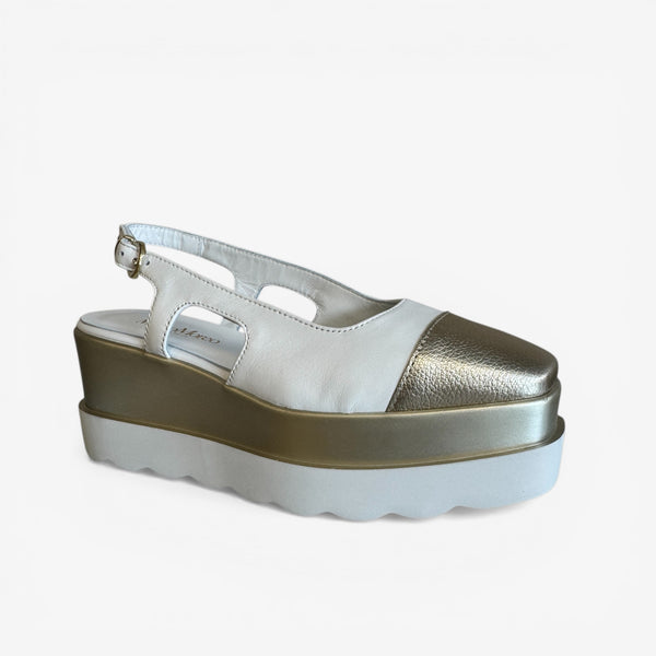 Marco Moreo Beth White & Gold Slingback