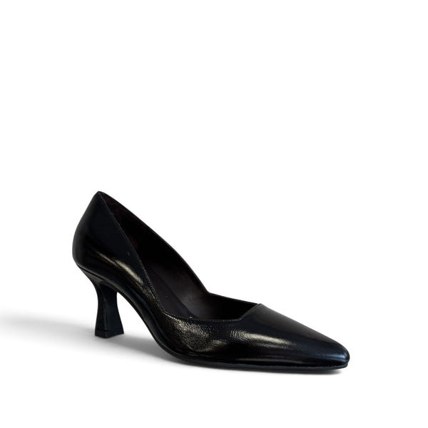 LODI Genius Black Leather Court Shoe