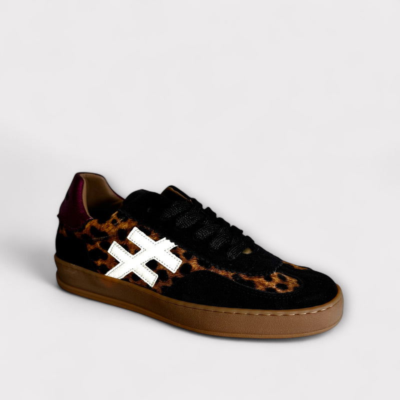 Another Trend Black & Leopard Print Trainer