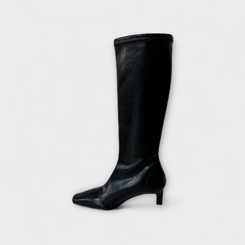 Miss Elastic Black Knee High Stretch Boot
