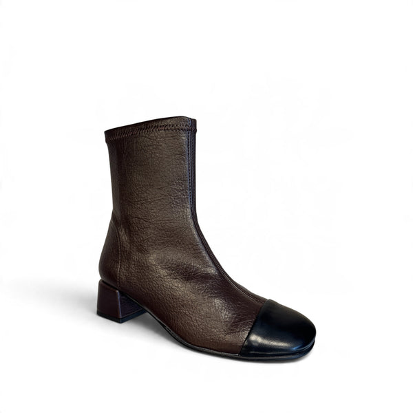 Miss Elastic Brown & Black Ankle Boot