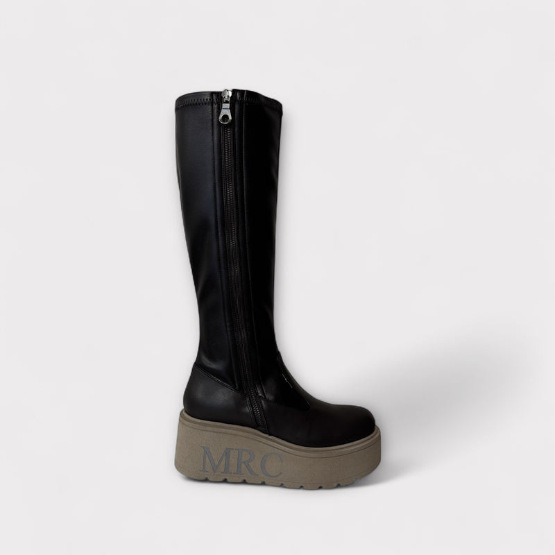 Marco Moreo Brown Leather Wedge Platform Boot
