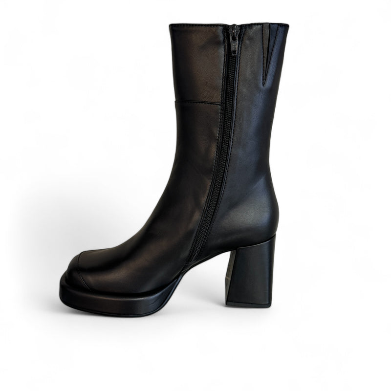 Marco Moreo Black Platform Midi Boot