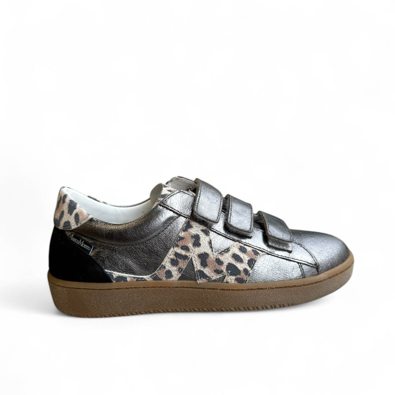 Marco Moreo Metallic Pewter Leather Trainer