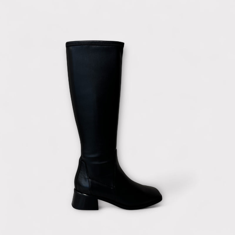 Wonders Ayla 03 Black Leather Knee High Boot