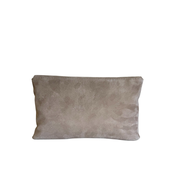 Marian Taupe Suede Clutch Bag