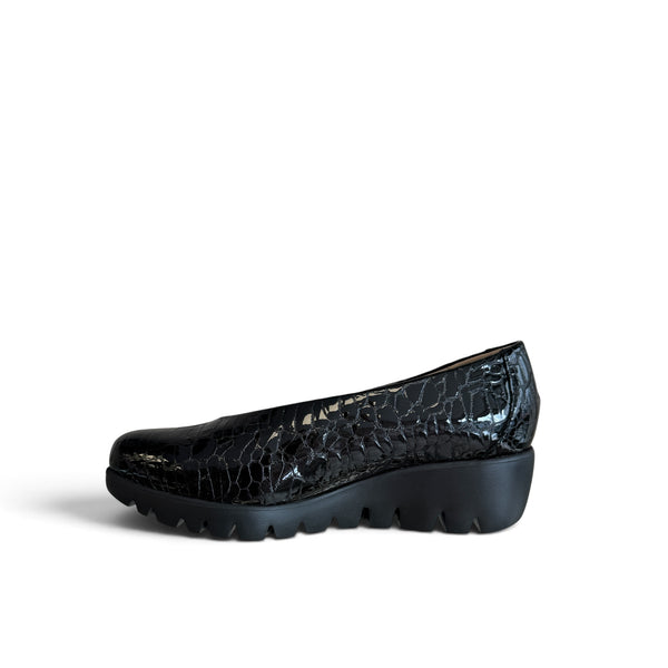 Wonders C-33100 Black Patent Wedge Shoe