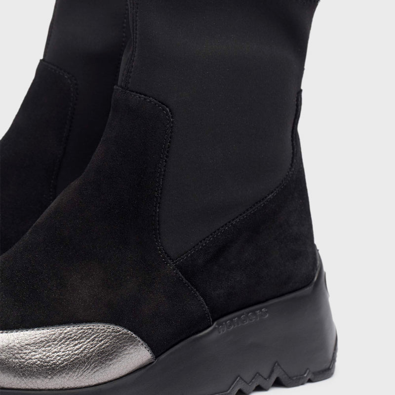 Wonders Singapur Pewter & Black Ankle Boot