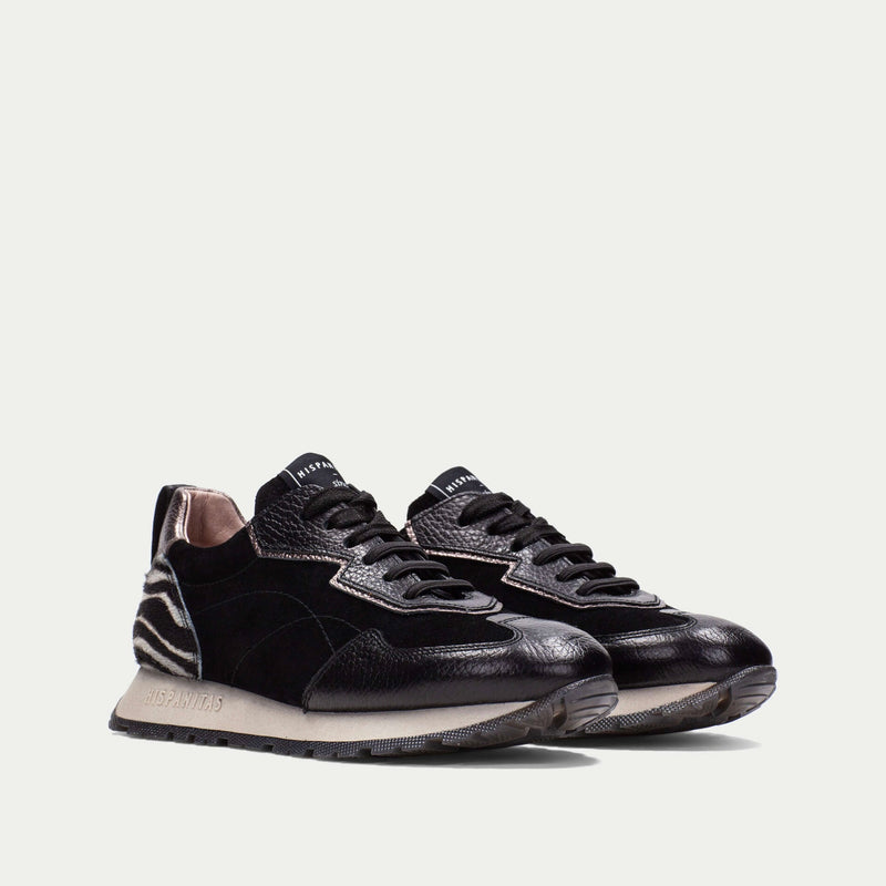 Hispanitas Kansas Black Leather Trainer