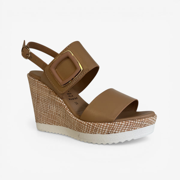 REPO 52243-E6 Camel High Wedge Sandal